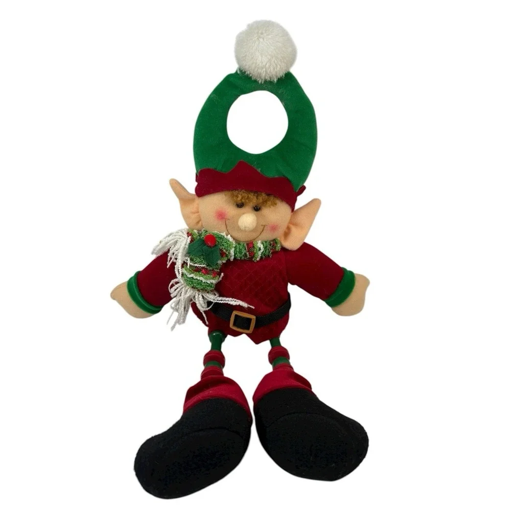 Christmas ELF Plush‎ Toy Door Hanger Red/Green , Felt,  COLLECTIBLE 22